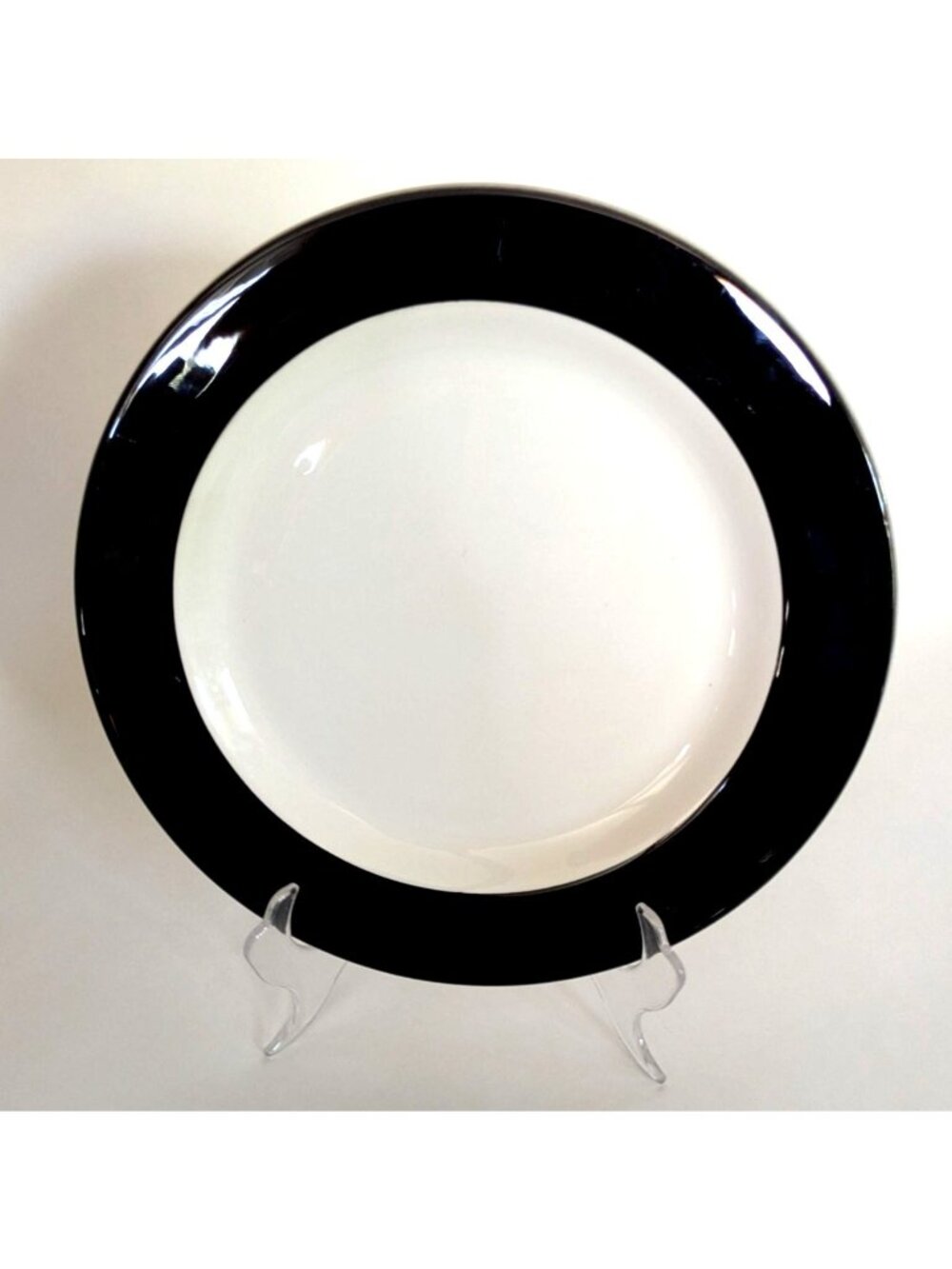 Syracuse China Syralite Black Rim Band Dinner Plate 10-3/4 Inches Stoneware